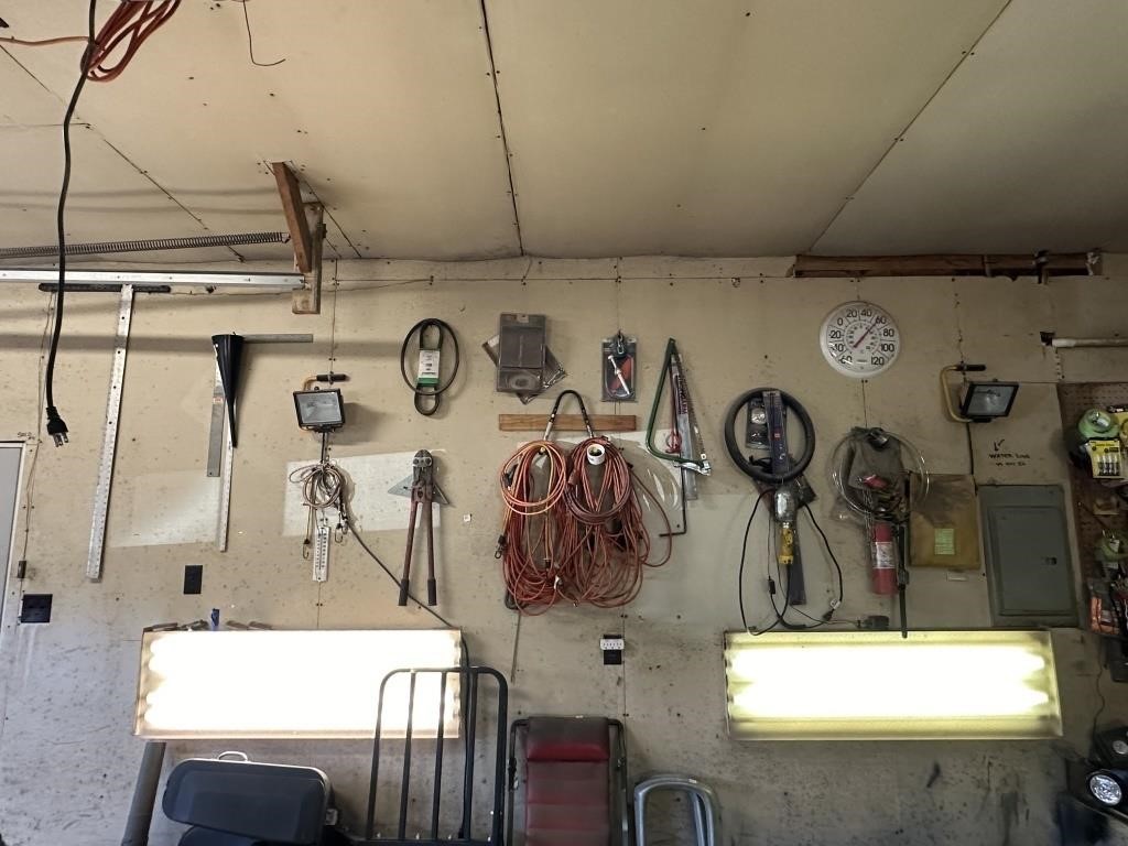CONTENTS OF LEFT GARAGE WALL INCLUDING WORK
