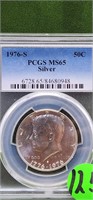 SILVER BICENTENNIAL KENNEDY HALF PCGS MS65