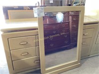 Dresser with mirror, lots of wear. Dresser 33in x