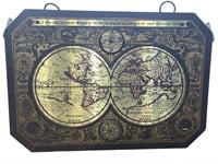 Brass And Wooden Map Of 1628 Discovered World