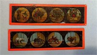 2 Antique Circus Magic Lantern Glass Slides