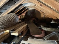 CONTENTS OF TOP OF SHED INCLUDING CARPET, LUMBER,