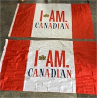 Two I AM Canadian flags 60x34in