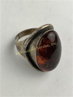 Sterling Silver and Amber Statement Ring