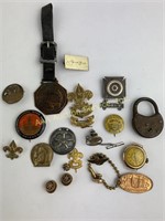 Mixed Lot Pins & Brooches, Watch face, Tie Tack,