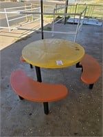 Metal Round Picnic Table, Yellow & Orange
