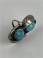 Old pawn Native American silver & turquoise ring