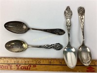 (4) Sterling souvenir spoons 80 grams