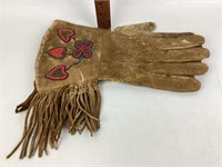 Native American beadwork leather gloves