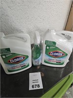 Jugs of Clorox Cleaner and Bleach w/ Spray Bottle
