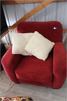 Red Arm Chair with Pillows