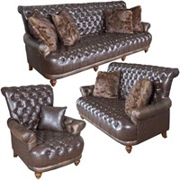 Aussie Micro Leather Faux Gator Sofa Set Of 3