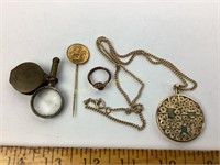 Sarah Coventry Necklace, Ring, Pin, Magnifying Gls