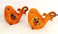 2 Ceramic  Orange  Birds