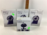 Flat fans x 3, foldable fan new in boxes