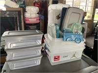 Several small totes and lids