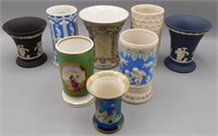 8 Spode, Wedgwood, Villeroy & Boch Mettlach Vases