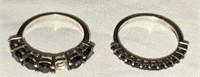 Sterling Silver & Black Stones Band Rings 4.703 g