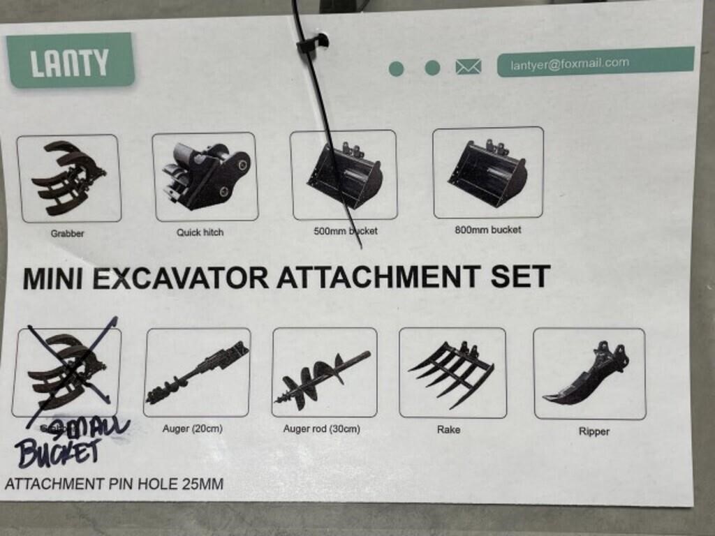 Unused 2024 9 piece Lanty Excavator Attachments