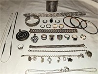 Estate Lot of Sterling Silver Jewelry 326 grams