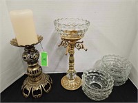 Lot - Fancy Brass Candle Holders
