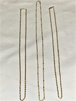Lot of 3 Yellow Gold 14k Rope Chains 9.7g