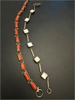 Vintage sterling coral/ mop bracelets