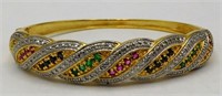 Gold Plated 925 Sterling Pave Style Gems Bracelet