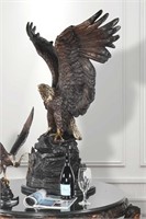 Bronze Eagle Perched on Rock 44 Inch Wide
