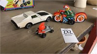 Dinky toys corvette, metal motorcycle, Matell