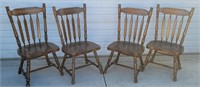 (4) Solid Wood Slat Back Dining Chairs