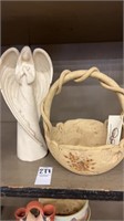 Stoneware Angel and basket