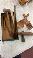 Wooden utensils and tap
