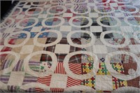 VINTAGE QUILT DOUBLE SIDED 74" BY 63"