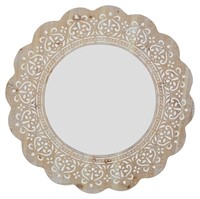 Carved Round Scalloped Mirror