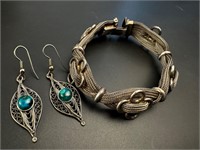 Vintage sterling bracelet/earrings 41.91 grams
