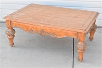Large Wood Coffee Table 49" x 36" Carved Legs &