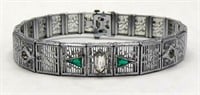 1920s JHP Peckham Rhodium Plated Filigree Bracelet