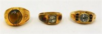 3 Vintage Men's Gold Plated Rings Theda C&C