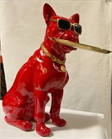 Cigar Stand Dog Bank Red