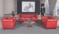 Classic Chesterfield Red Sofa Set of 3