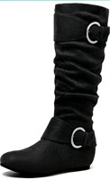 DREAM PAIRS womens Wedge Boots. Black Suede, Size