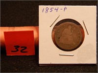 1854 P US Quarter 90% Silver