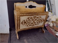 Gold Painted Wooden Magazine Rack
