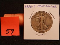 1936 S US Half Dollar 90% Silver