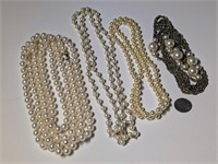 Four Pretty Cultured Pearl Necklaces