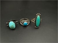 Sterling silver turquoise rings lot