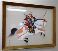 Vintage Japanese Samurai Warrior Painting on Silk