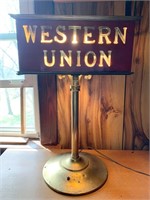 VERY RARE WESTERN UNION TRIANGLE LAMP WITH APPLIED