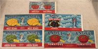 (5)VINTAGE CAN LABELS-ANGEL/ASSORTED SIZES & ITEMS